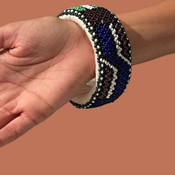 South African Ndebele Beaded Cuff Bangle Bracelet - Picture 4 of 7